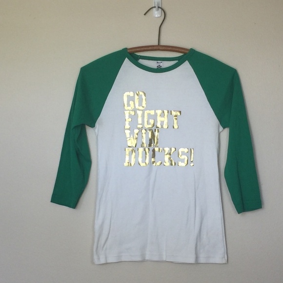 AMERICAN APPAREL UO Ducks Baseball Tee Gold Foil M - Picture 1 of 8